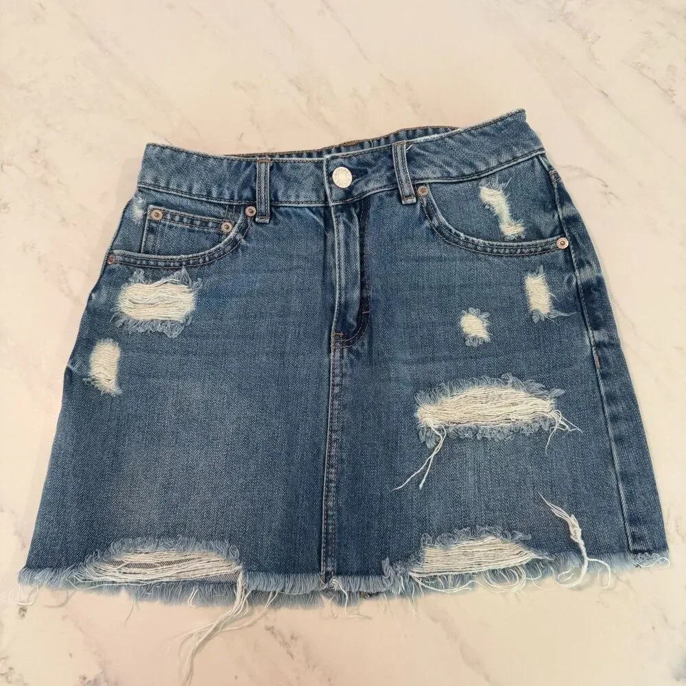 Garage Denim Mini Skirt XS Y2K Coastal Cowgirl Urban Indie Sleaze